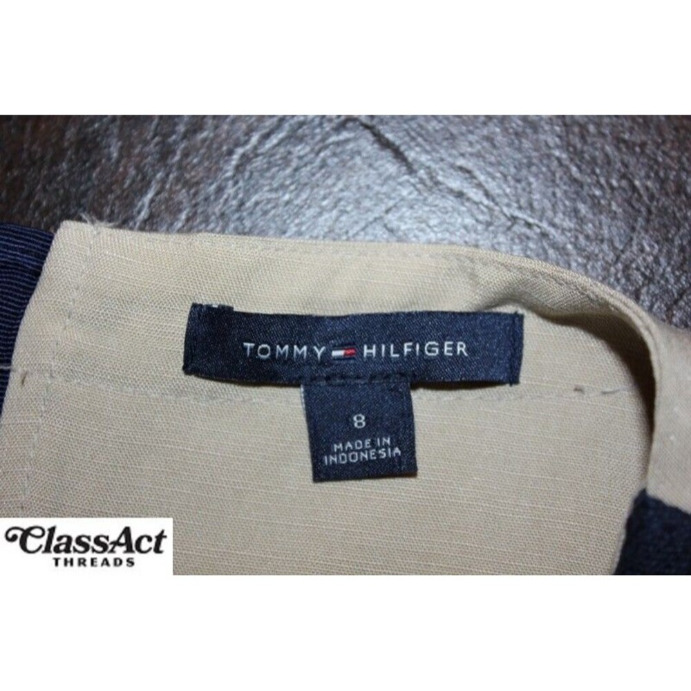 TOMMY Hilfiger Women Blue Striped Sleeveless Dress Casual Vneck Zipper Back Sz 8 - Picture 5 of 5